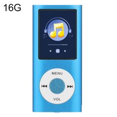 Lettore MP4 in metallo con schermo TFT da 1,8 pollici con scheda TF 16G + auricolare + cavo (blu)