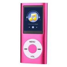 Lettore MP4 in metallo con schermo TFT da 1,8 pollici con auricolare + cavo (rosa rossa)