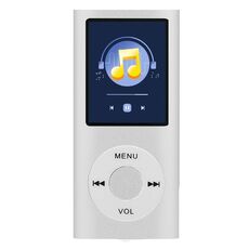 Lettore MP4 in metallo con schermo TFT da 1,8 pollici con auricolare + cavo (argento)