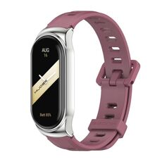Per Xiaomi Mi Band 8 Mijobs CS Case Cinturino in silicone con foro piatto (vino rosso argento)