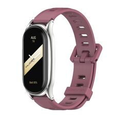 Per Xiaomi Mi Band 8 Mijobs Plus Custodia cinturino in silicone con foro piatto (vino rosso argento)