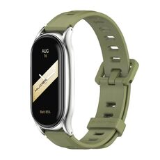 Per Xiaomi Mi Band 8 Mijobs Plus Custodia cinturino in silicone con foro piatto (verde militare argento)