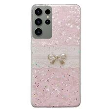 Per Samsung Galaxy S22 Ultra 5G Custodia protettiva per telefono in TPU con motivo a conchiglia (rosa)