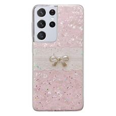 Per Samsung Galaxy S21 Ultra 5G Custodia protettiva per telefono con motivo a conchiglia in TPU (rosa)