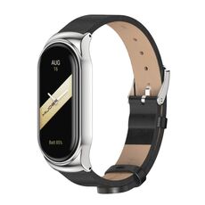 Per Xiaomi Mi Band 8 Mijobs CS Case Cinturino in pelle PU in microfibra (argento nero)
