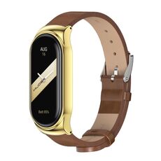Per Xiaomi Mi Band 8 Mijobs CS Case Cinturino in pelle PU in microfibra (oro marrone)