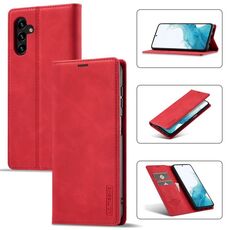 Per Samsung Galaxy S23 FE 5G LC.IMEEKE Custodia in pelle per telefono in microfibra con magnetismo forte (rosso)