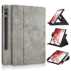 Per Samsung Galaxy Tab S9 + 360 Rotation Stand Custodia per tablet in pelle intelligente (grigio)