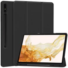 Per Samsung Galaxy Tab S9+ 3-Fold Pure Color TPU Smart Custodia per tablet in pelle con slot per penna (nero)