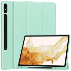 Per Samsung Galaxy Tab S9+ Custodia per tablet in pelle Smart TPU a 3 pieghe in puro colore con slot per penna (verde menta)