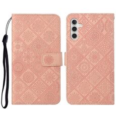 Per Samsung Galaxy S23 FE 5G Custodia per telefono in pelle con motivo goffrato stile etnico (rosa)