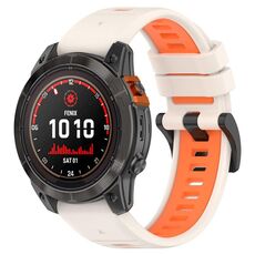 Per Garmin Epix Pro 47mm 22mm Cinturino sportivo in silicone bicolore (Starlight + Orange)