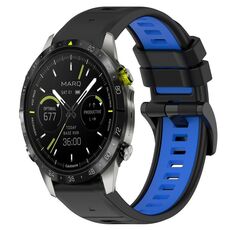 Per Garmin MARQ Athlete Gen 2 22mm Cinturino sportivo in silicone bicolore (nero + blu)