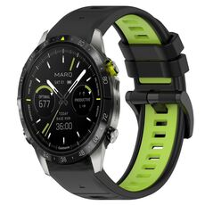 Per Garmin MARQ Athlete Gen 2 22mm Cinturino sportivo in silicone bicolore (nero + verde lime)