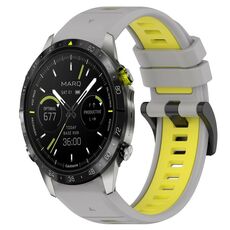 Per Garmin MARQ Athlete Gen 2 22mm Cinturino sportivo in silicone bicolore (grigio + giallo)