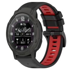 Per Garmin Instinct Crossover 22mm Cinturino sportivo in silicone bicolore (nero + rosso)
