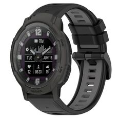 Per Garmin Instinct Crossover 22mm Cinturino sportivo in silicone bicolore (nero + grigio)