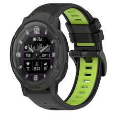 Per Garmin Instinct Crossover 22mm Cinturino sportivo in silicone bicolore (nero + verde lime)