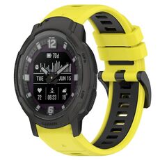 Per Garmin Instinct Crossover 22mm Cinturino sportivo in silicone bicolore (giallo + nero)