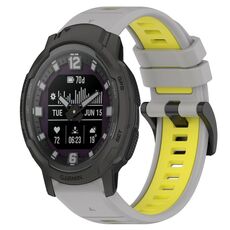 Per Garmin Instinct Crossover 22mm Cinturino sportivo in silicone bicolore (grigio + giallo)