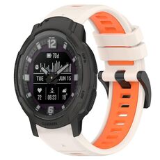 Per Garmin Instinct Crossover 22mm Cinturino sportivo in silicone bicolore (Starlight + Orange)
