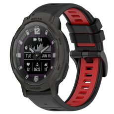 Per Garmin Instinct Crossover Solar 22mm Cinturino sportivo in silicone bicolore (nero + rosso)