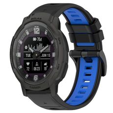 Per Garmin Instinct Crossover Solar 22mm Cinturino sportivo in silicone bicolore (nero + blu)