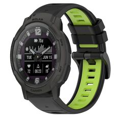 Per Garmin Instinct Crossover Solar 22mm Cinturino sportivo in silicone bicolore (nero + verde lime)