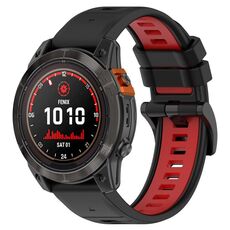 Per Garmin Fenix 7 22mm Cinturino sportivo in silicone bicolore (nero + rosso)