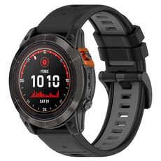 Per Garmin Fenix 7 22mm Cinturino sportivo in silicone bicolore (nero + grigio)