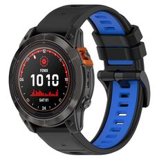 Per Garmin Fenix 7 22mm Cinturino sportivo in silicone bicolore (nero + blu)