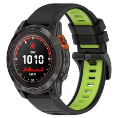 Per Garmin Fenix 7 22mm Cinturino sportivo in silicone bicolore (nero + verde lime)