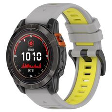 Per Garmin Fenix 7 22mm Cinturino sportivo in silicone bicolore (grigio + giallo)