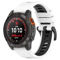 Per Garmin Fenix 7 Solar 22mm Cinturino sportivo in silicone bicolore (bianco + nero)