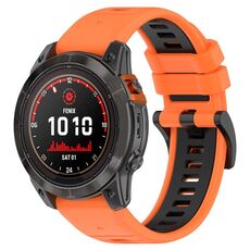Per Garmin Fenix 7 Solar 22mm Cinturino sportivo in silicone bicolore (arancione + nero)