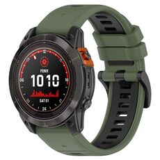 Per Garmin Fenix 7 Solar 22mm Cinturino sportivo in silicone bicolore (verde oliva + nero)
