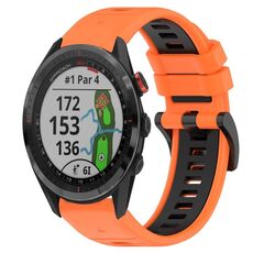 Per Garmin Approach S62 22mm Cinturino sportivo in silicone bicolore (arancione + nero)