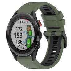 Per Garmin Approach S62 22mm Cinturino sportivo in silicone bicolore (verde oliva + nero)