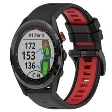 Per Garmin Approach S62 22mm Cinturino sportivo in silicone bicolore (nero + rosso)