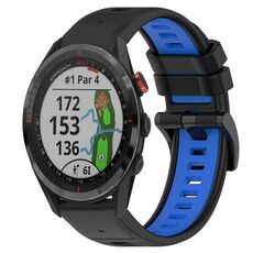 Per Garmin Approach S62 22mm Cinturino sportivo in silicone bicolore (nero + blu)