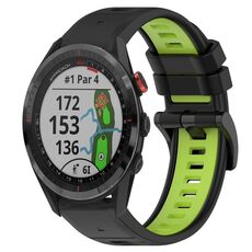 Per Garmin Approach S62 22mm Cinturino sportivo in silicone bicolore (nero + verde lime)