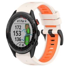 Per Garmin Approach S62 22mm Cinturino sportivo in silicone bicolore (Starlight + Orange)