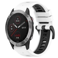 Per Garmin Fenix 6 GPS 22mm Cinturino sportivo in silicone bicolore (bianco + nero)