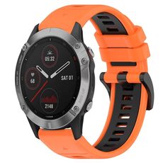 Per Garmin Fenix 6 GPS 22mm Cinturino sportivo in silicone bicolore (arancione + nero)