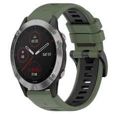 Per Garmin Fenix 6 GPS 22mm Cinturino sportivo in silicone bicolore (verde oliva + nero)