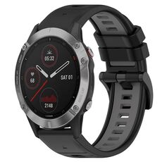 Per Garmin Fenix 6 GPS 22mm Cinturino sportivo in silicone bicolore (nero + grigio)