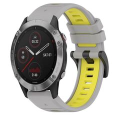 Per Garmin Fenix 6 GPS 22mm Cinturino sportivo in silicone bicolore (grigio + giallo)
