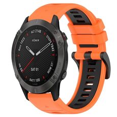 Per Garmin Fenix 6 Pro GPS 22mm Cinturino sportivo in silicone bicolore (arancione + nero)