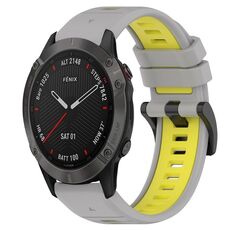 Per Garmin Fenix 6 Pro GPS 22mm Cinturino sportivo in silicone bicolore (grigio + giallo)