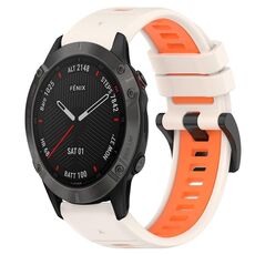 Per Garmin Fenix 6 Pro GPS 22mm Cinturino sportivo in silicone bicolore (Starlight + Orange)